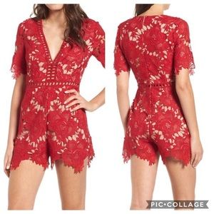 LIKE NEW Red lace romper